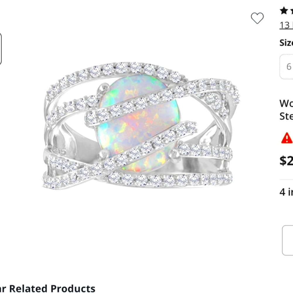 Size 6 opal and sapphire ring